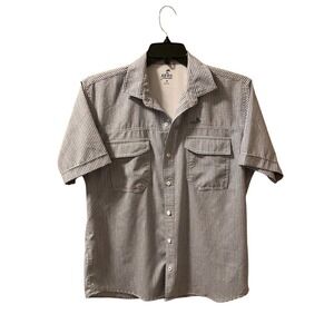 Izod Saltwater Vented Shirt‎ Sz M Gray Plaid Performance Fishing